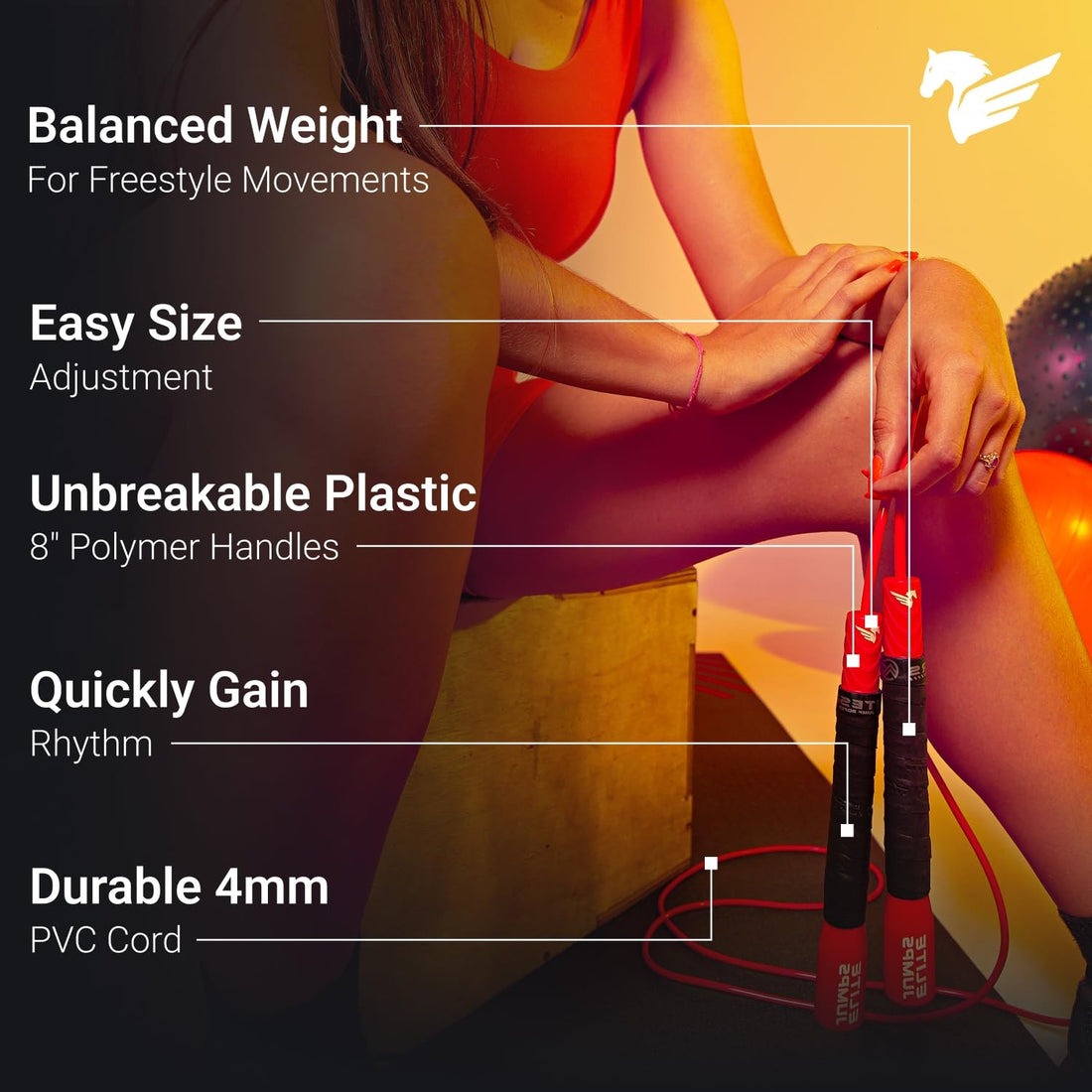 Elite SRS Freestyle Jump Rope with Grip Tape Adjustable Handles for Tricks